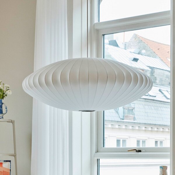 HAY Lampa suspendată Nelson Saucer Bubble L, Ø 89 cm, albă, reglabil, Alb, Camera de zi / sufragerie, Plastic, Design