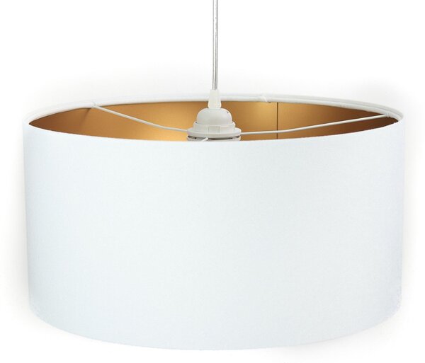 Maco Design Lampă suspendată Salina, alb/auriu Ø 40cm, reglabil, Alb, Camera de zi / sufragerie, Țesătură / Textil, Modern