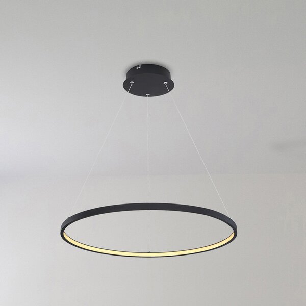 Globo Lampă suspendată LED Ralph, 1 bec, negru, Ø 60cm, Negru, Camera de zi / sufragerie, Metal