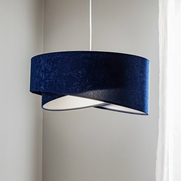 Maco Design Lampă suspendată Vivien, două culori, albastru/argintiu, reglabil, Albastru, Camera de zi / sufragerie, Țesătură / Textil, Modern