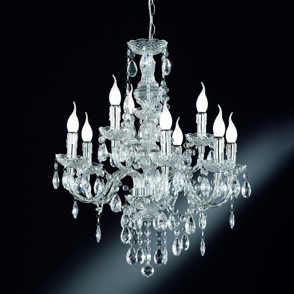 Reality Leuchten Candelabru Perdita 9 becuri, aspect cromat, reglabil, Metalic, Camera de zi / sufragerie, Metal