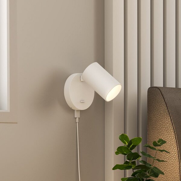 Deko-Light Spot de perete CAN TILT, alb, Ø 10 cm, metal, întrerupător, USB, Alb, Camera de zi / sufragerie, Aluminiu, Perete rotund