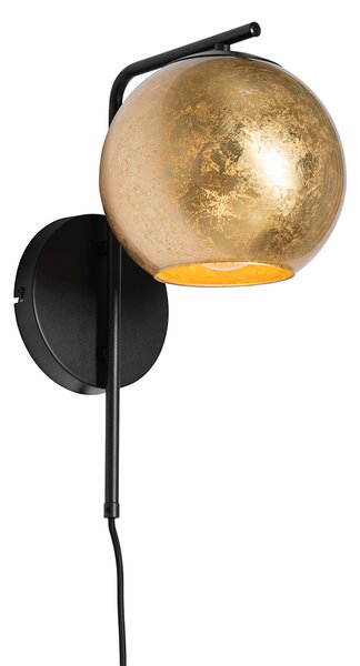 Design wandlamp goud met zwart - Bert