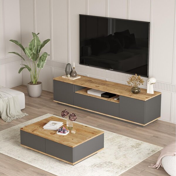 Set mobilier living Fera 17 (pin atlantic + antracit). 1102145