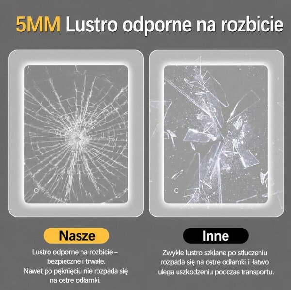 Erga Kalami, oglindă LED fără ramă cu încălzire și control tactil, 80 × 60 cm, ERG-YKA-MR.KALAMI-60X80