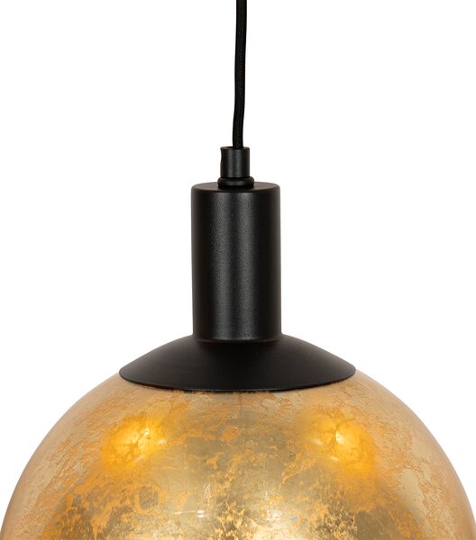 Lampă suspendată de design neagră cu sticlă aurie cu 5 lumini - Bert