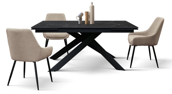 Masa ceramica extensibila Calacatta 160 cm/ 90 cm/ h76 cm