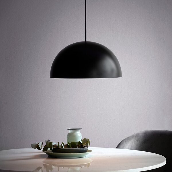 Nordlux Lampă suspendată Ellen 40 cu abajur metalic, negru, reglabil, Negru, Camera de zi / sufragerie, Metal, Scandinavă