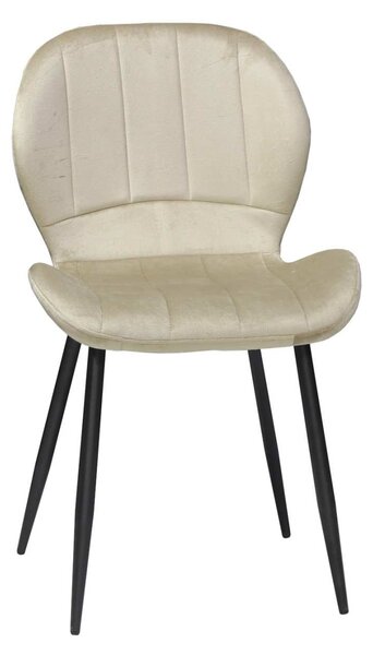 Scaun Bucătărie Topaz Cappuccino, tapițat cu catifea, picioare metalice negre, 86 × 50 × 39 cm
