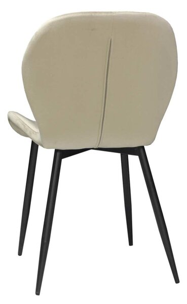 Set 4 Scaune Bucătărie Topaz Cappuccino, tapițate cu catifea, picioare metalice negre, 86 × 50 × 39 cm