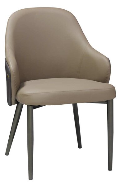 Set 4 Scaune Bucătărie Riva Maro, Piele Sintetică, Picioare Metalice Negre, 85 × 47 × 60 cm