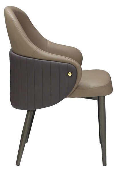 Scaun Bucătărie Riva Maro, Piele Sintetică, Picioare Metalice Negre, 85 × 47 × 60 cm