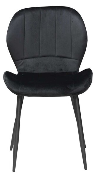 Set 4 Scaune Bucătărie Topaz Negru, tapițate cu catifea, picioare metalice negre, 86 × 50 × 39 cm