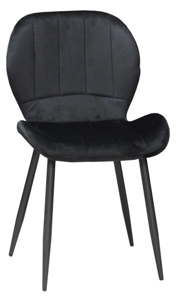Set 4 Scaune Bucătărie Topaz Negru, tapițate cu catifea, picioare metalice negre, 86 × 50 × 39 cm