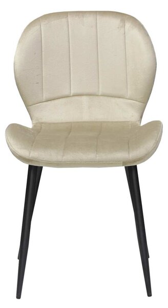Set 4 Scaune Bucătărie Topaz Cappuccino, tapițate cu catifea, picioare metalice negre, 86 × 50 × 39 cm