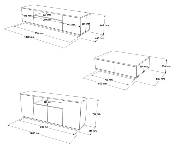 Set mobilier living Fera 18 (pin atlantic + antracit). 1102146