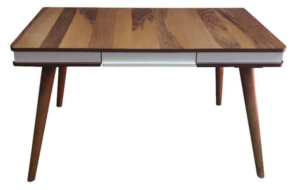 Masă Fixă Bucătărie Cairo Nuc cu Ramă Albă, 133 × 80 × 77 cm