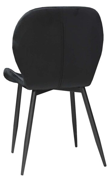 Scaun Bucătărie Topaz Negru, tapițat cu catifea, picioare metalice negre, 86 × 50 × 39 cm