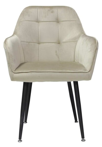 Set 6 Scaune Bucătărie Perla Cappuccino, tapițate cu material textil catifelat, picioare metalice negre, 87×45×58 cm