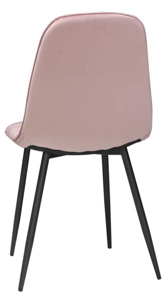 Scaun Bucătărie Gya Roz, tapițat cu material textil catifelat, picioare metalice negre, 91 × 45 cm