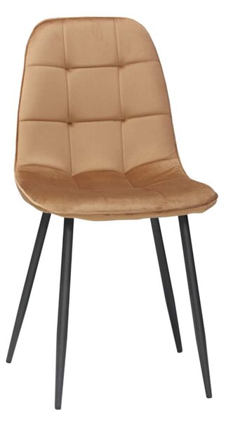Set 6 Scaune Bucătărie Gya Maro Deschis, tapițate cu material textil catifelat, picioare metalice negre, 91 × 45 cm