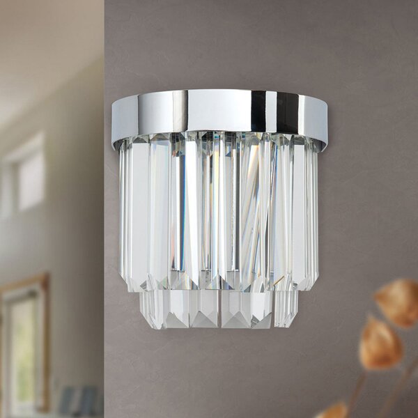 ORION Aplică perete LED Prism cu Up-/Downlight, crom, reglabil, Metalic, Camera de zi / sufragerie, Cristal