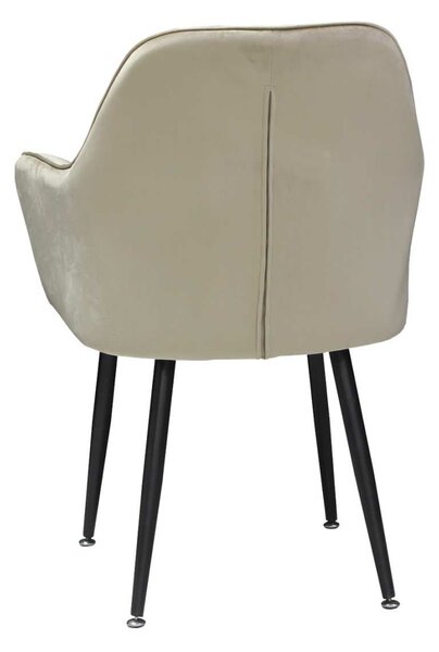 Scaun Bucătărie Perla Cappuccino, tapițat cu material textil catifelat, picioare metalice negre, 87×45×58 cm