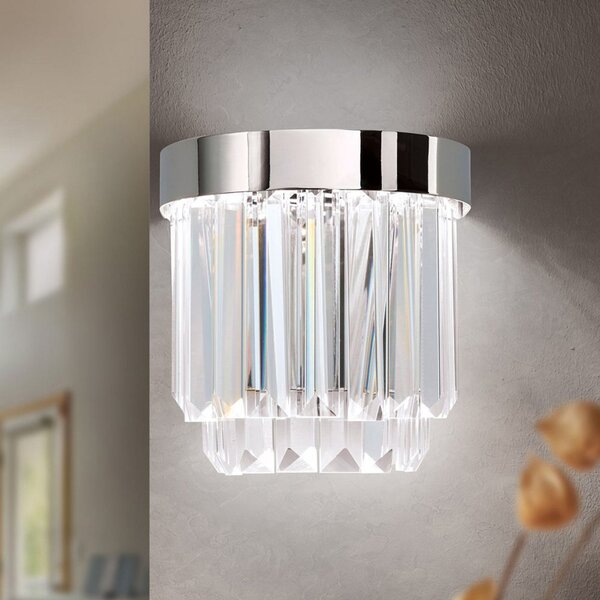 ORION Aplică perete LED Prism cu Up-/Downlight, crom, reglabil, Metalic, Camera de zi / sufragerie, Cristal
