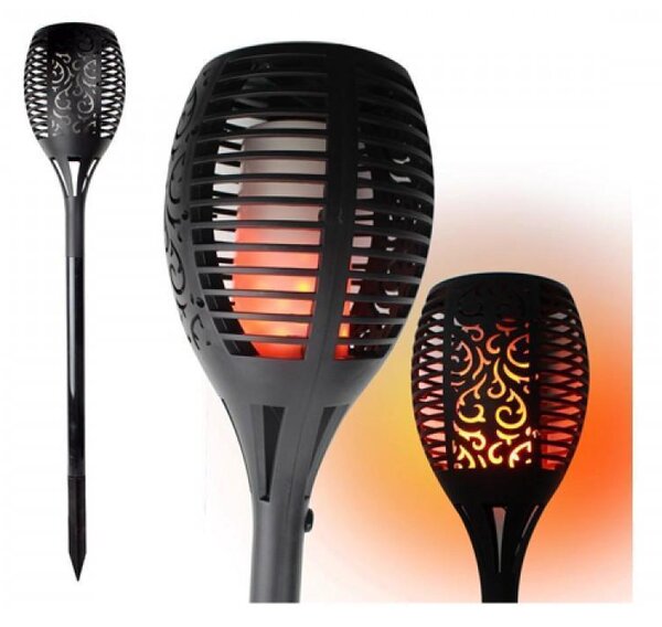 Lampa solara tip torta cu efect flacara, 58 cm
