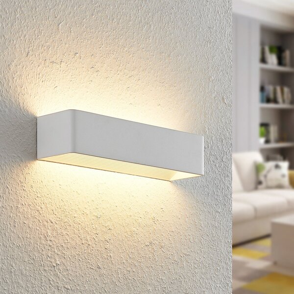 Arcchio Aplică de perete LED Karam, 37 cm, alb, metal, sus/jos, reglabil, Alb, Camera de zi / sufragerie, Aluminiu, Modern