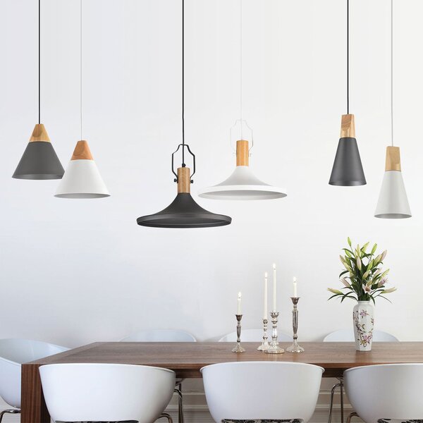 Maytoni Lampă suspendată Bicones pe antracit, Ø 14cm, reglabil, Negru, Camera de zi / sufragerie, Metal, Modern