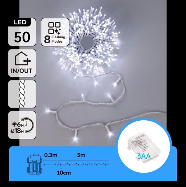 Aigostar - LED Ghirlandă de Crăciun pentru exterior 50xLED 5,3m IP44 alb rece