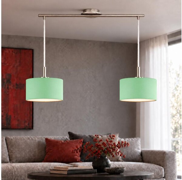 Eglo - Lustră LED pe cablu TUNJA 2xE27/60W/230V crom mat/verde