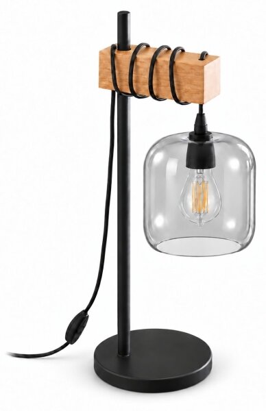 BRILAGI - Lampă de masă WOOD GLASS 1xE27/40W/230V maro/negru/gri fumuriu