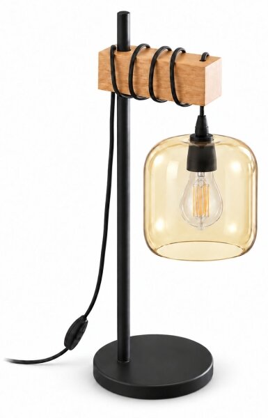 BRILAGI - Lampă de masă WOOD GLASS 1xE27/40W/230V maro/negru/maro fumuriu