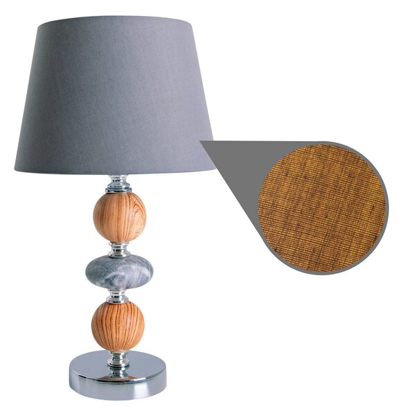 Näve Lampă de masă Araga, gri/crom/culoare lemn, Gri, Camera de zi / sufragerie, Țesătură / Textil