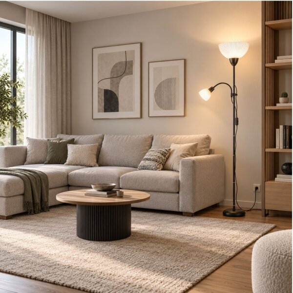 Rabalux 74109 - Lampadar ACTION PRO 1xE27/60W/230V + 1xE14/25W, negru