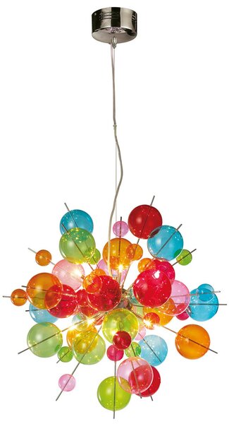 Näve Lampă suspendată colorată Aurinia, Ø 65 cm, reglabil, Multicolor, Camera de zi / sufragerie, Sticlă, Viața tânără