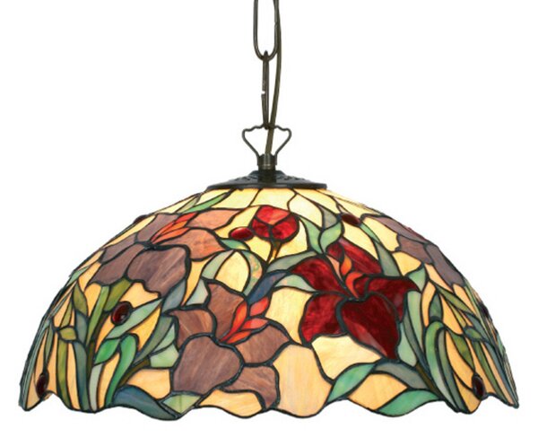 Artistar Athina lampă suspendată, 1 x E27, reglabil, Multicolor, Camera de zi / sufragerie, Sticlă, Tiffany