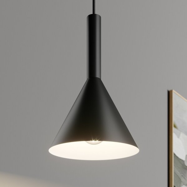 Arcchio lampă suspendată Tadej, alb-negru, Ø 19 cm, metal, E27, reglabil, Negru, Camera de zi / sufragerie, Metal, Modern