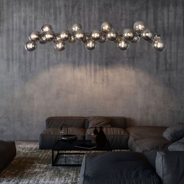 Maytoni Lampă suspendată Dallas, crom, reglabil, Metalic, Camera de zi / sufragerie, Sticlă, Design