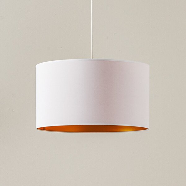 Duolla Lampă suspendată Roller, alb/auriu, Ø 45 cm, reglabil, Alb, Camera de zi / sufragerie, Țesătură / Textil, Modern
