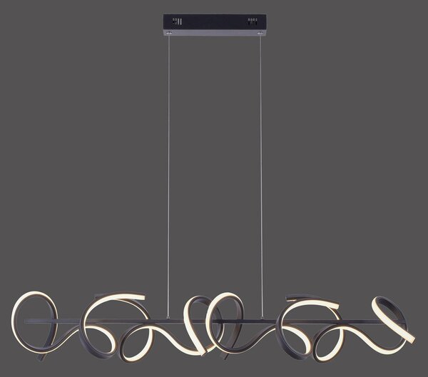 JUST LIGHT. GmbH Lampă suspendată LED Curls, negru, metal, 99 cm lungime, dimabil, reglabil, Negru, Camera de zi / sufragerie, Metal, Modern