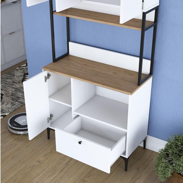 Dulap cu rafturi Jenaretta 159 (alb + nuc). 1102213