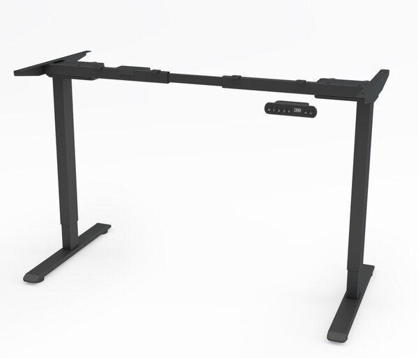 Birou reglabil electric Black TerrA6 Light, 2026 - cadrul Negru plus blat, 2 motoare, 2 Trepte de inaltime, inaltime 72-115 cm, senzor de coliziune