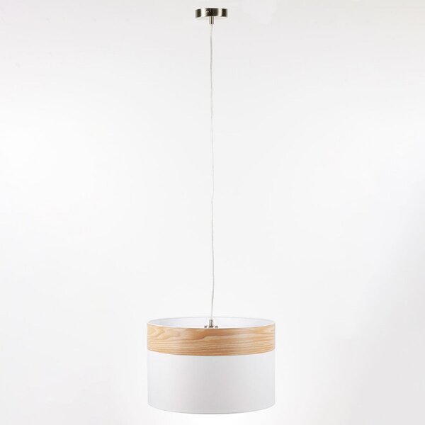Globo Lampă suspendată Libba cu decor aspect de lemn, reglabil, Camera de zi / sufragerie, Țesătură / Textil, Modern