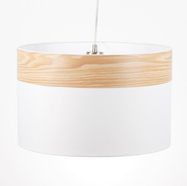 Globo Lampă suspendată Libba cu decor aspect de lemn, reglabil, Camera de zi / sufragerie, Țesătură / Textil, Modern