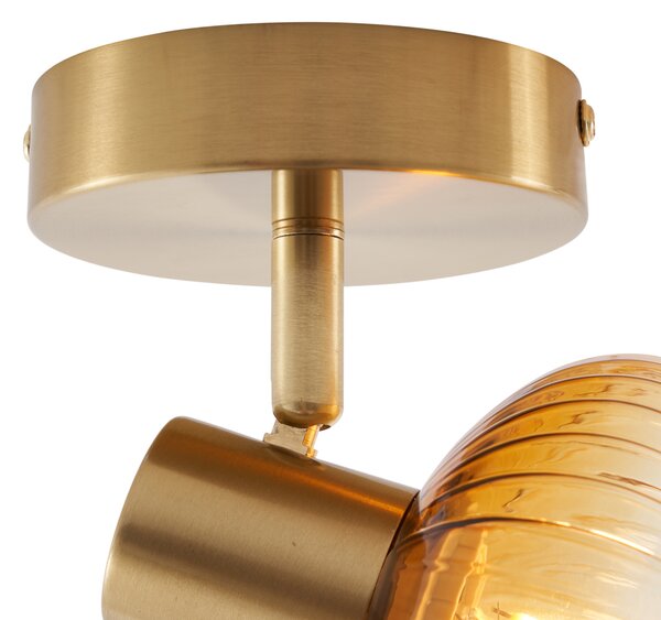 Spotlight modern auriu cu sticlă rotundă chihlimbar - Teddy