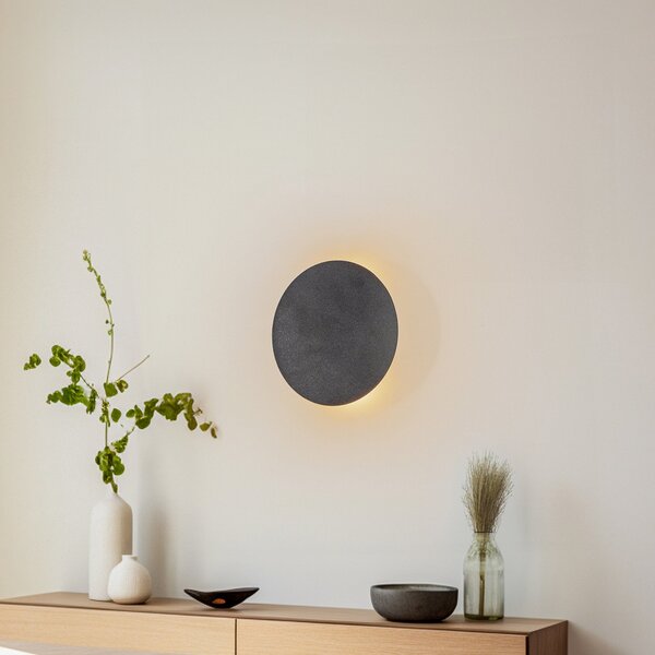 TK Lighting Aplică Lunia New, negru, Ø 20 cm, reglabil, Negru, Camera de zi / sufragerie, Metal