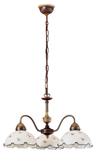 Austrolux KOLARZ Nonna - lampă suspendată alb-albastru, reglabil, Bronz / Alamă Veche, Camera de zi / sufragerie, Metal, Casă de țară / Rustic